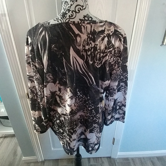 White Stag black & tan floral top Sz XL - Picture 2 of 5